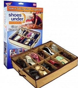 Under Bed Shoe Organizer, Each Fits 12 Pairs of Regular Shoes and 6 Pairs of Larger Size Shoes★